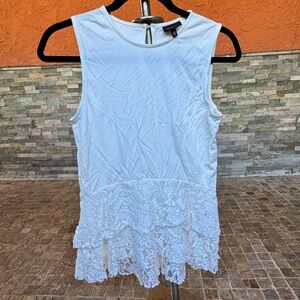 Elegant White Lace Trim Top who what wear